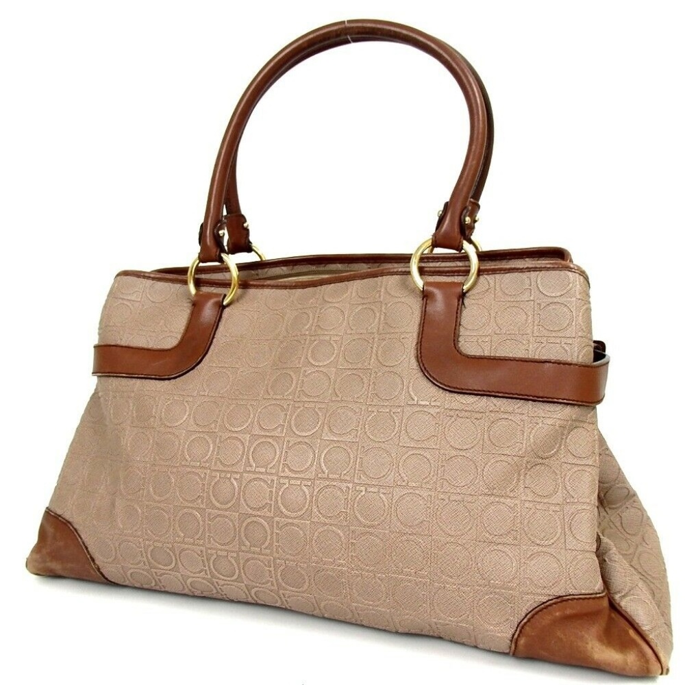 Salvatore Ferragamo Gancini brown PVC Canvas bag